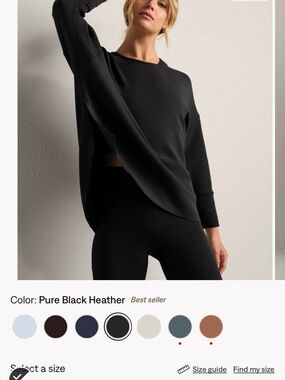 RHONE Pure Black Heather Relaxed Crew Sweatshirt